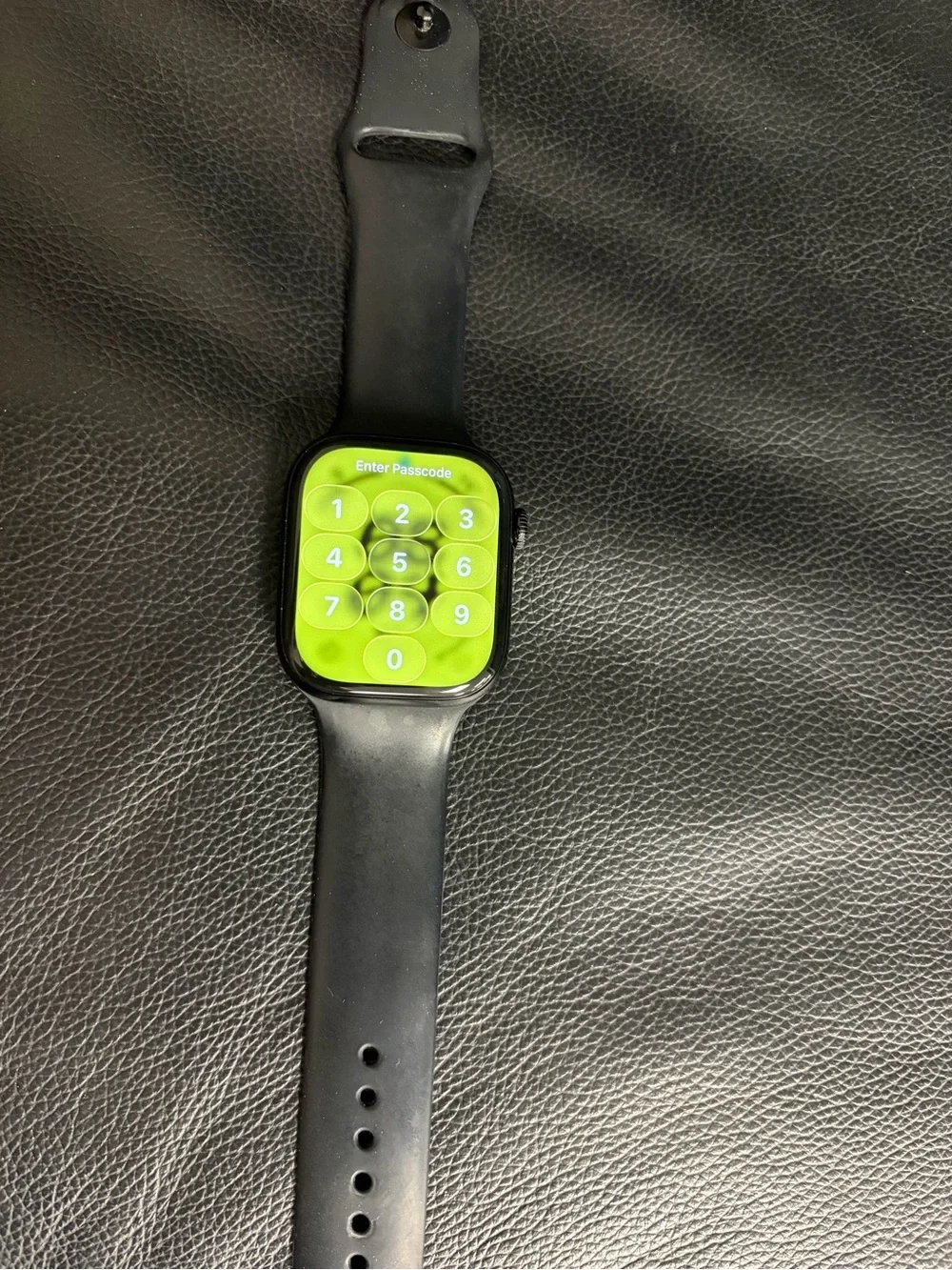 Apple Smartwatch with Black Band and Lime Green Display